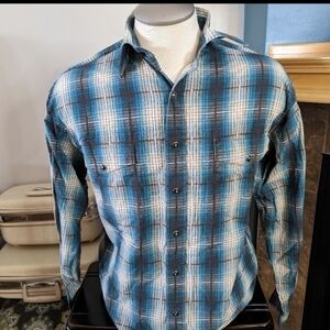 Panhandle men's plaid button down Western shirt  Sz-M Tall